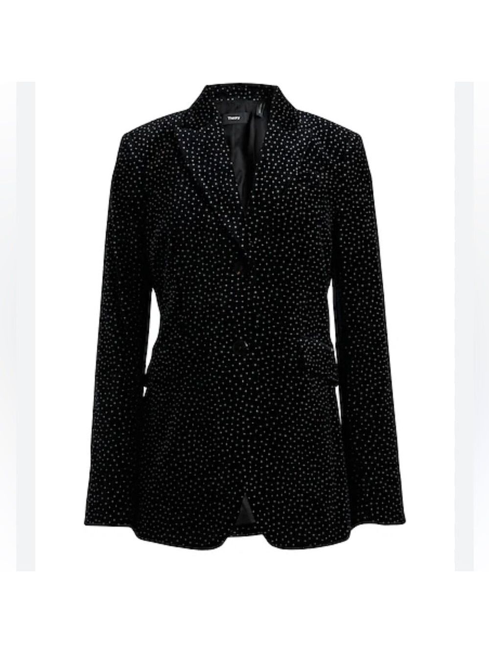 THEORY VELVET MINI POLKADOT SINGLE BREASTED BLAZER SZ 6